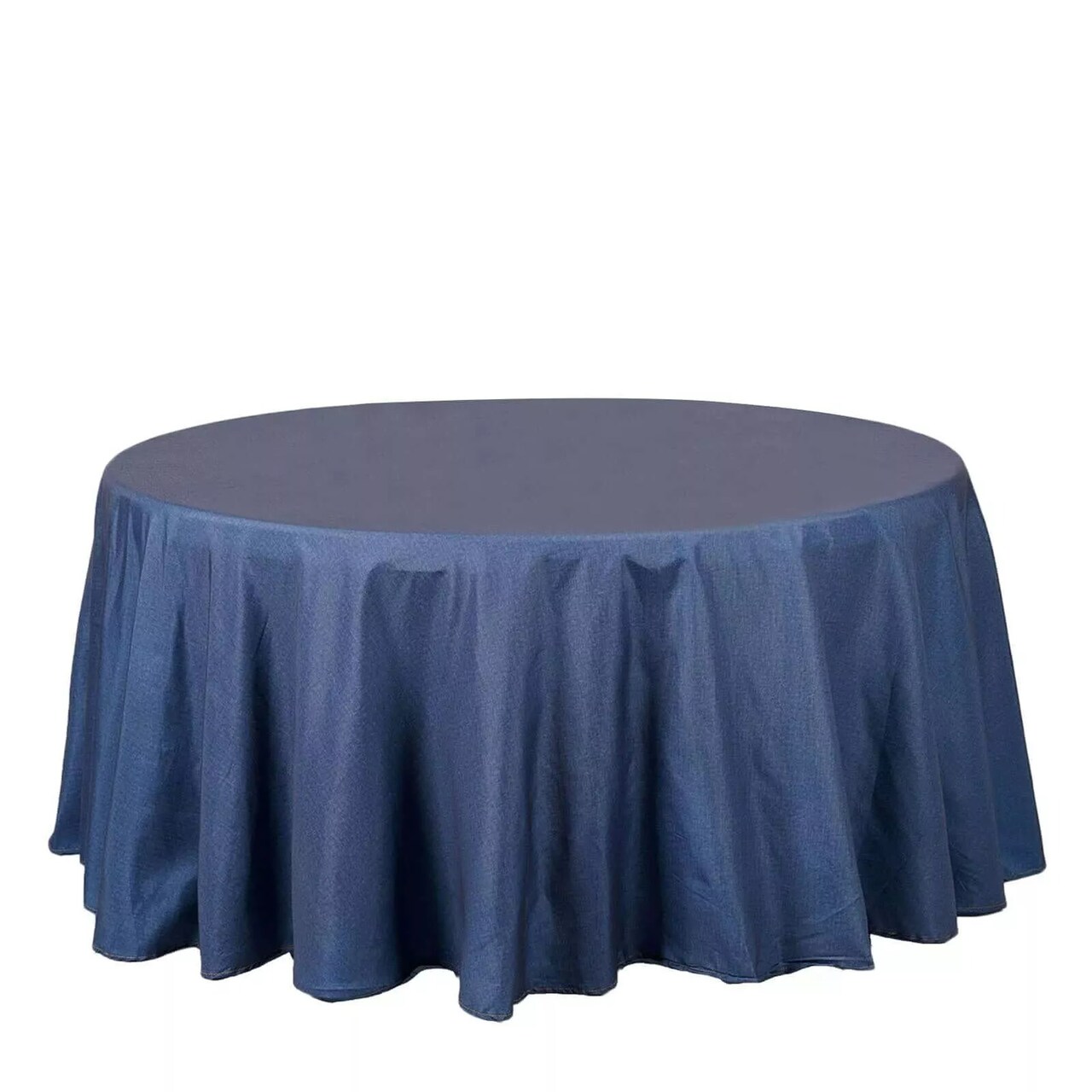 120" Dark Blue Faux Denim Polyester Round Tablecloth Wedding Decorations